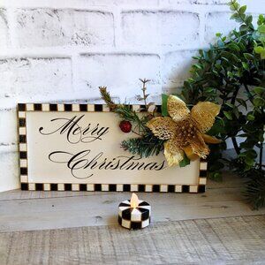 Checked Christmas Decor Sign & Candle Mackenzie Inspired Buffalo Check Ornament